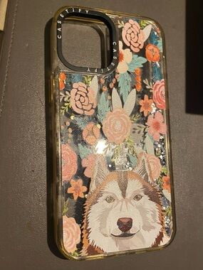 Casetify Pink & Teal Floral Husky Glitter Phone Case